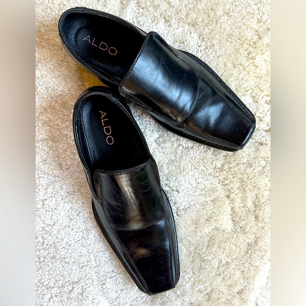 Feli Aldo Men’s Square Toe Loafers Dress or Casual Shoe Black/ Size 7.5